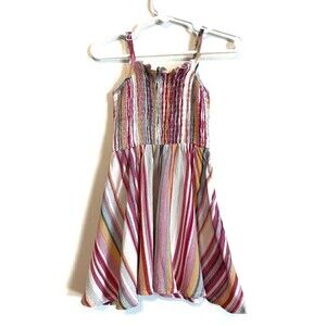 PatPat smocked sundress Sleeveless pink yellow stripes lightweight 6-9mo.